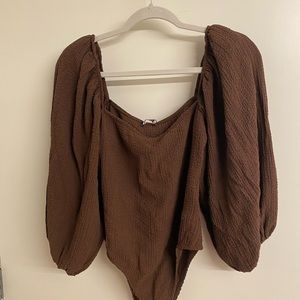 Zara brown sleeve bodysuit